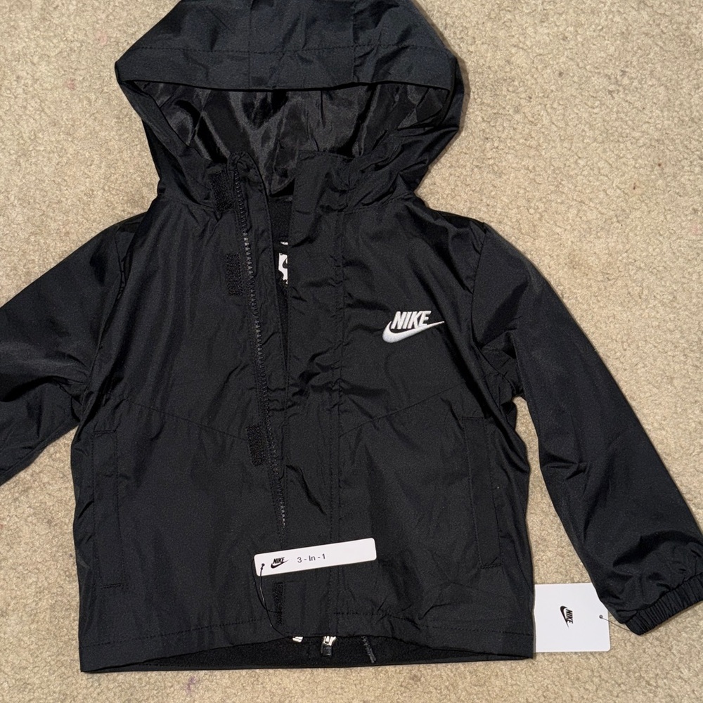 Nike Kids Black Raincoat with Hood